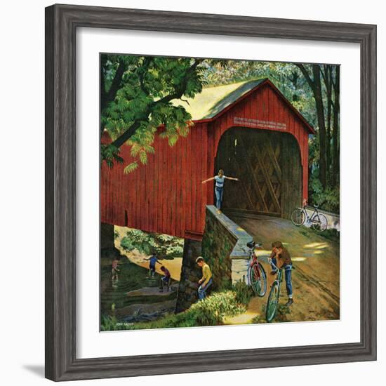 "Covered Bridge", August 14, 1954-John Falter-Framed Giclee Print