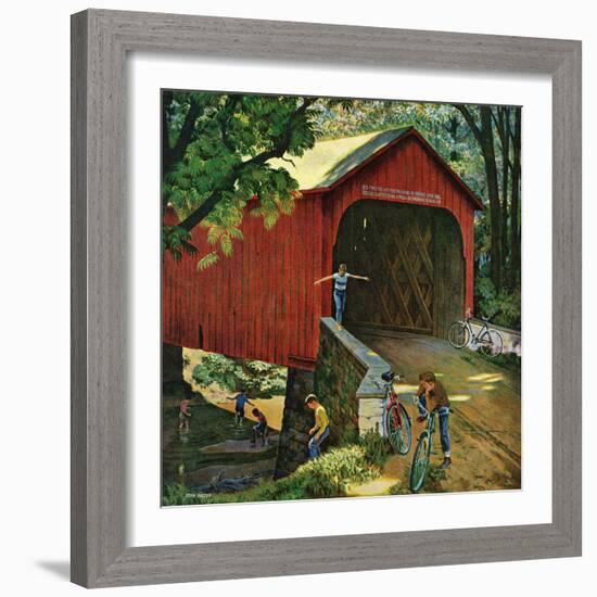 "Covered Bridge", August 14, 1954-John Falter-Framed Giclee Print