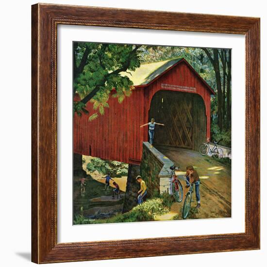 "Covered Bridge", August 14, 1954-John Falter-Framed Giclee Print