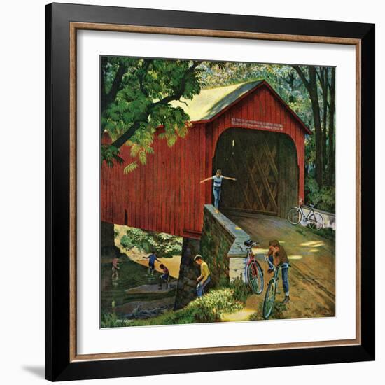 "Covered Bridge", August 14, 1954-John Falter-Framed Giclee Print