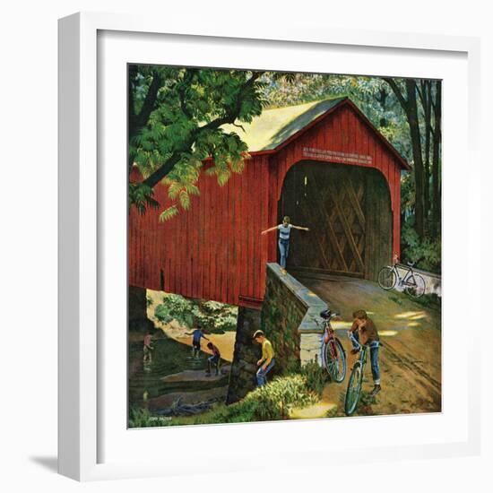 "Covered Bridge", August 14, 1954-John Falter-Framed Giclee Print