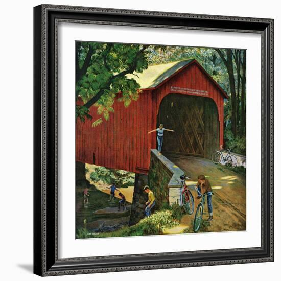 "Covered Bridge", August 14, 1954-John Falter-Framed Giclee Print