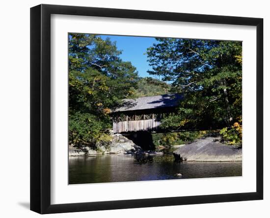 Covered Bridge, Gold Brook Bridge, Stowe, Vermont, USA-null-Framed Photographic Print