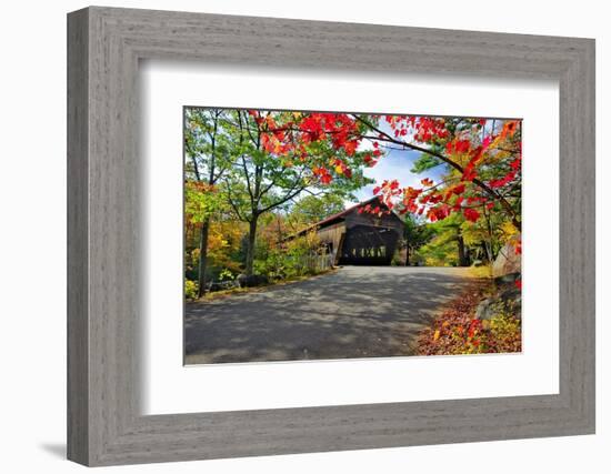 Covered Bridge Of Albany, New Hampshire-George Oze-Framed Photographic Print