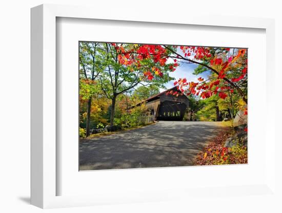Covered Bridge Of Albany, New Hampshire-George Oze-Framed Photographic Print