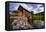 Covered bridge on river, Vermont, USA-null-Framed Premier Image Canvas