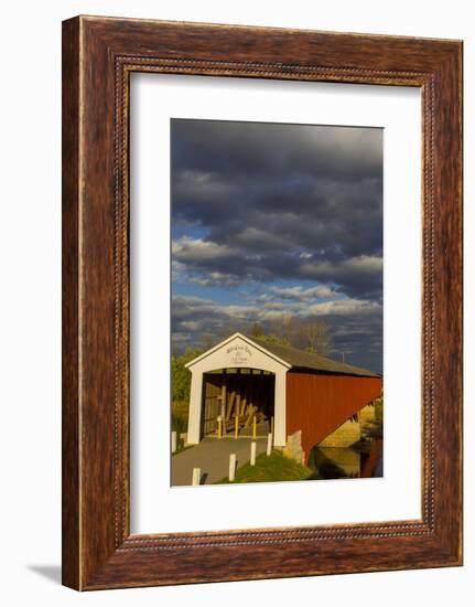 Covered Bridge over the East Fork of the White River, Medora, Indiana-Chuck Haney-Framed Photographic Print