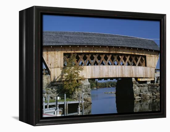 Covered Bridge, Squam Lake, New Hampshire, New England, USA-Amanda Hall-Framed Premier Image Canvas