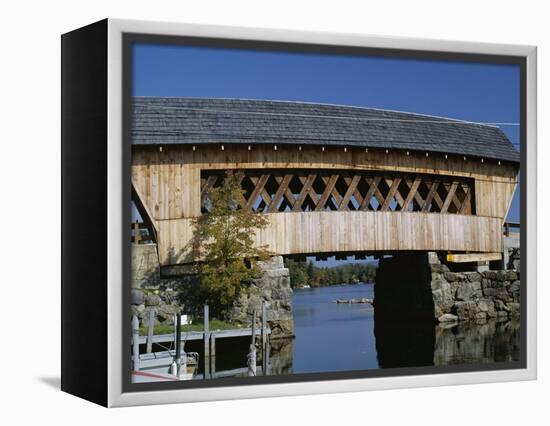 Covered Bridge, Squam Lake, New Hampshire, New England, USA-Amanda Hall-Framed Premier Image Canvas