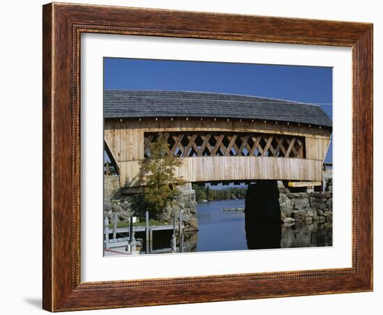 Covered Bridge, Squam Lake, New Hampshire, New England, USA-Amanda Hall-Framed Photographic Print