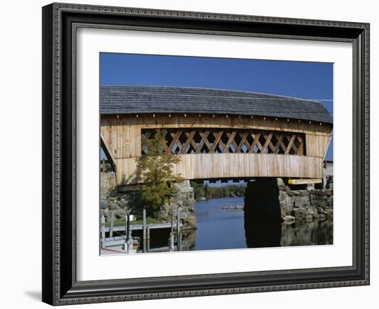 Covered Bridge, Squam Lake, New Hampshire, New England, USA-Amanda Hall-Framed Photographic Print