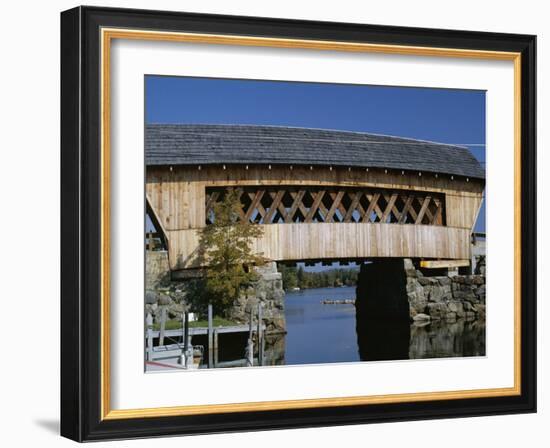 Covered Bridge, Squam Lake, New Hampshire, New England, USA-Amanda Hall-Framed Photographic Print