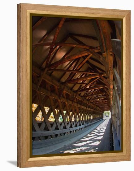 Covered Bridge, Woodstock, Vermont, USA-Joe Restuccia III-Framed Premier Image Canvas