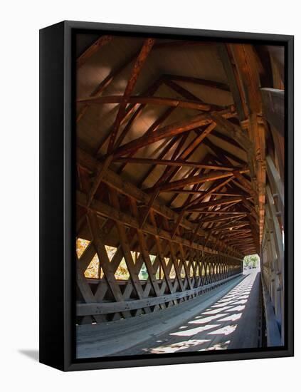 Covered Bridge, Woodstock, Vermont, USA-Joe Restuccia III-Framed Premier Image Canvas