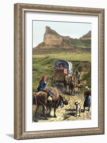 Covered Wagon of a Homesteader Family Heading West with their Belongings-null-Framed Photographic Print