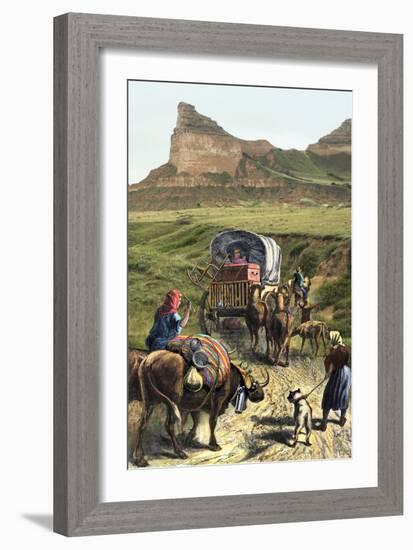 Covered Wagon of a Homesteader Family Heading West with their Belongings-null-Framed Photographic Print