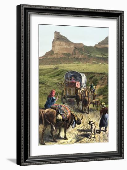 Covered Wagon of a Homesteader Family Heading West with their Belongings-null-Framed Photographic Print