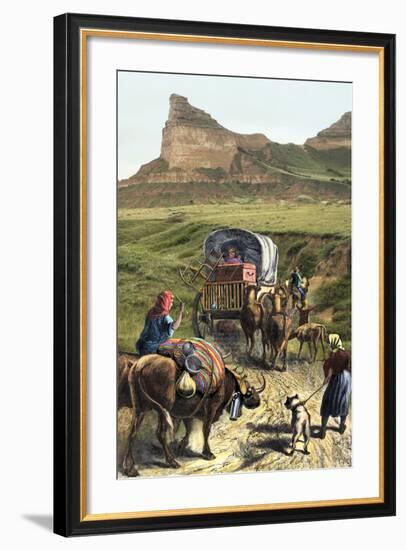 Covered Wagon of a Homesteader Family Heading West with their Belongings-null-Framed Photographic Print