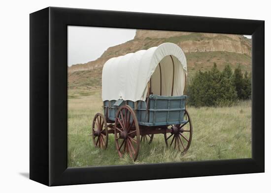 Covered Wagon Replica on the Oregon Trail, Scotts Bluff National Monument, Nebraska-null-Framed Premier Image Canvas