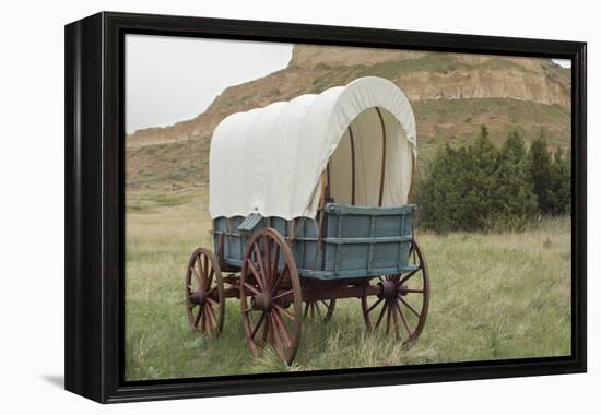 Covered Wagon Replica on the Oregon Trail, Scotts Bluff National Monument, Nebraska-null-Framed Premier Image Canvas