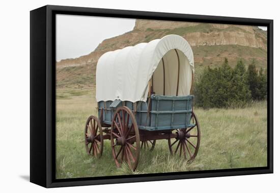 Covered Wagon Replica on the Oregon Trail, Scotts Bluff National Monument, Nebraska-null-Framed Premier Image Canvas
