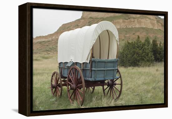 Covered Wagon Replica on the Oregon Trail, Scotts Bluff National Monument, Nebraska-null-Framed Premier Image Canvas