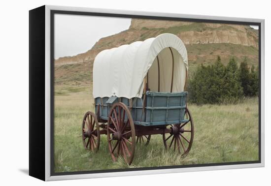 Covered Wagon Replica on the Oregon Trail, Scotts Bluff National Monument, Nebraska-null-Framed Premier Image Canvas