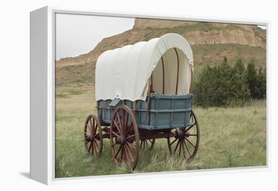 Covered Wagon Replica on the Oregon Trail, Scotts Bluff National Monument, Nebraska-null-Framed Premier Image Canvas