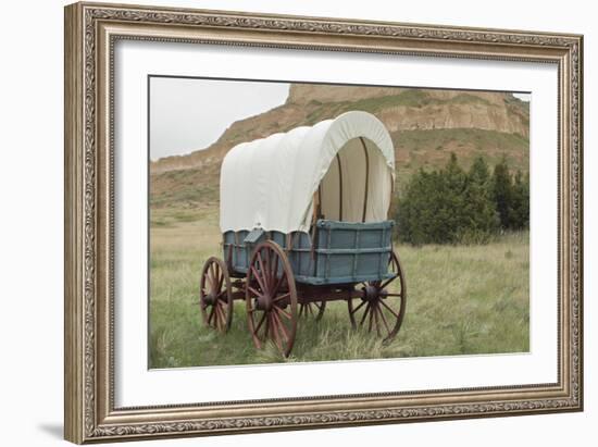 Covered Wagon Replica on the Oregon Trail, Scotts Bluff National Monument, Nebraska-null-Framed Photographic Print