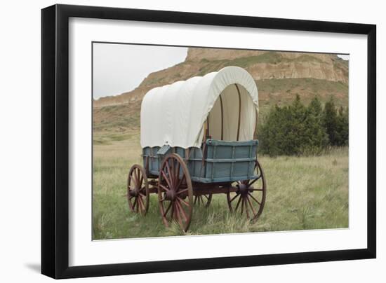 Covered Wagon Replica on the Oregon Trail, Scotts Bluff National Monument, Nebraska-null-Framed Photographic Print