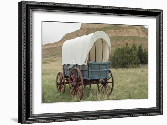 Covered Wagon Replica on the Oregon Trail, Scotts Bluff National Monument, Nebraska-null-Framed Photographic Print