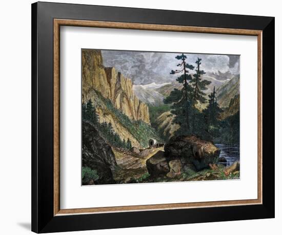 Covered Wagons Crossing the Rocky Mountains of Colorado-null-Framed Giclee Print