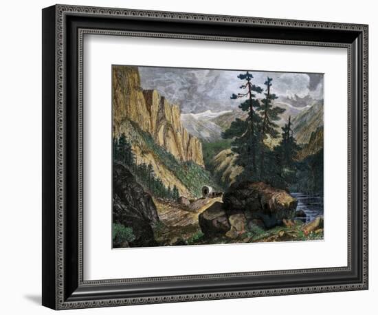 Covered Wagons Crossing the Rocky Mountains of Colorado-null-Framed Giclee Print