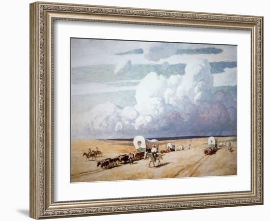 Covered Wagons Heading West-Newell Convers Wyeth-Framed Giclee Print