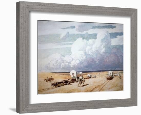 Covered Wagons Heading West-Newell Convers Wyeth-Framed Giclee Print