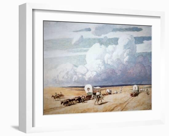 Covered Wagons Heading West-Newell Convers Wyeth-Framed Giclee Print