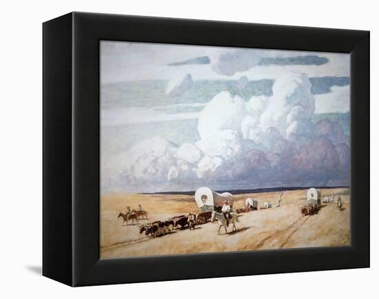 Covered Wagons Heading West-Newell Convers Wyeth-Framed Premier Image Canvas