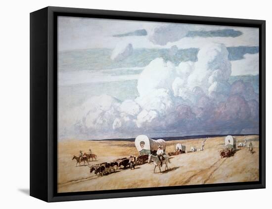 Covered Wagons Heading West-Newell Convers Wyeth-Framed Premier Image Canvas