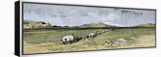 Covered Wagons Nearing the Junction of the Forks of the Platte River in Nebraska-null-Framed Premier Image Canvas