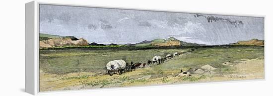 Covered Wagons Nearing the Junction of the Forks of the Platte River in Nebraska-null-Framed Premier Image Canvas