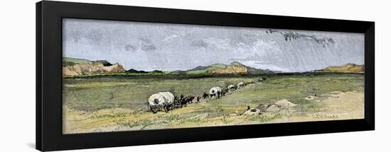 Covered Wagons Nearing the Junction of the Forks of the Platte River in Nebraska-null-Framed Giclee Print