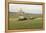 Covered Wagons Passing Chimney Rock, a Landmark on the Oregon Trail, Nebraska-null-Framed Premier Image Canvas