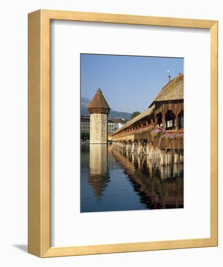 (Covered Wooden Bridge) Over the River Reuss, Kapellbrucke, Lucerne (Luzern), Switzerland-Gavin Hellier-Framed Photographic Print