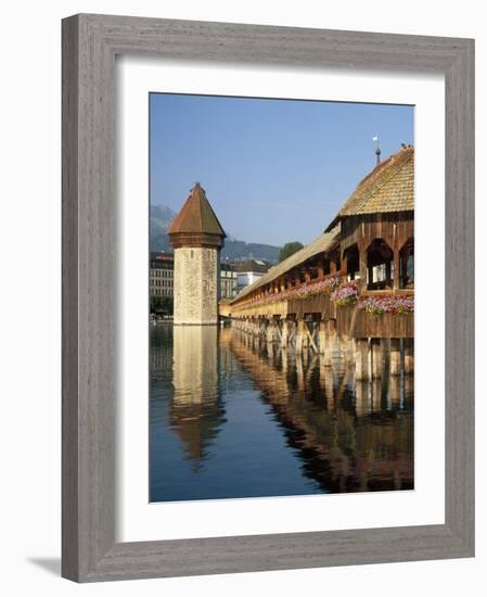 (Covered Wooden Bridge) Over the River Reuss, Kapellbrucke, Lucerne (Luzern), Switzerland-Gavin Hellier-Framed Photographic Print