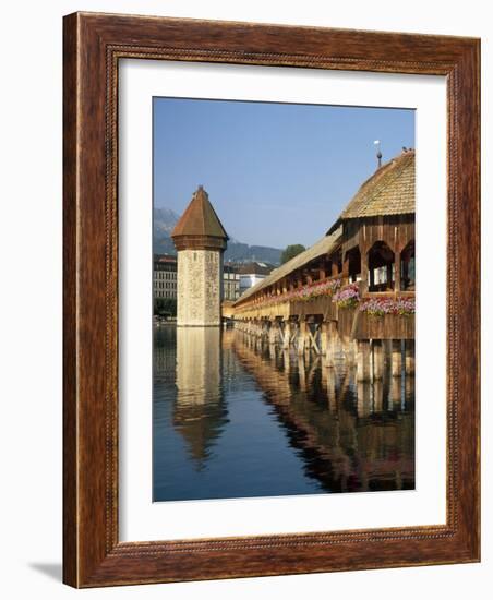 (Covered Wooden Bridge) Over the River Reuss, Kapellbrucke, Lucerne (Luzern), Switzerland-Gavin Hellier-Framed Photographic Print