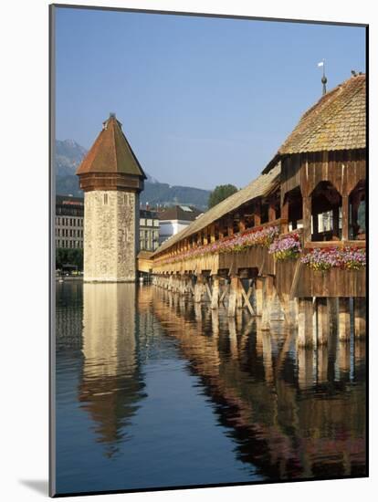 (Covered Wooden Bridge) Over the River Reuss, Kapellbrucke, Lucerne (Luzern), Switzerland-Gavin Hellier-Mounted Photographic Print