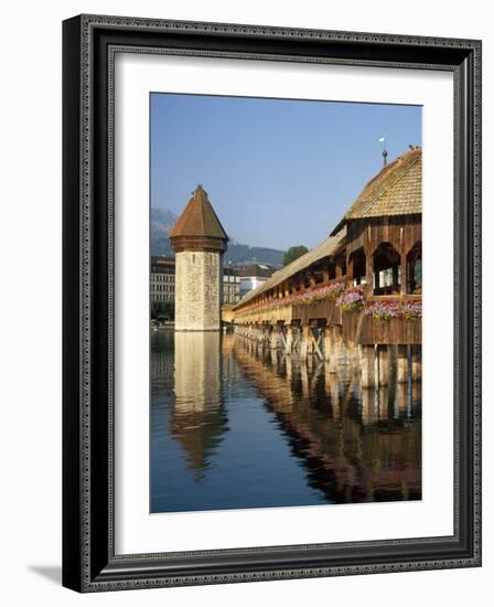 (Covered Wooden Bridge) Over the River Reuss, Kapellbrucke, Lucerne (Luzern), Switzerland-Gavin Hellier-Framed Photographic Print