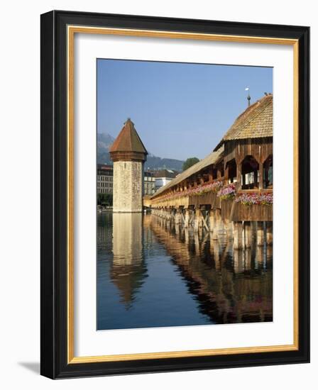 (Covered Wooden Bridge) Over the River Reuss, Kapellbrucke, Lucerne (Luzern), Switzerland-Gavin Hellier-Framed Photographic Print