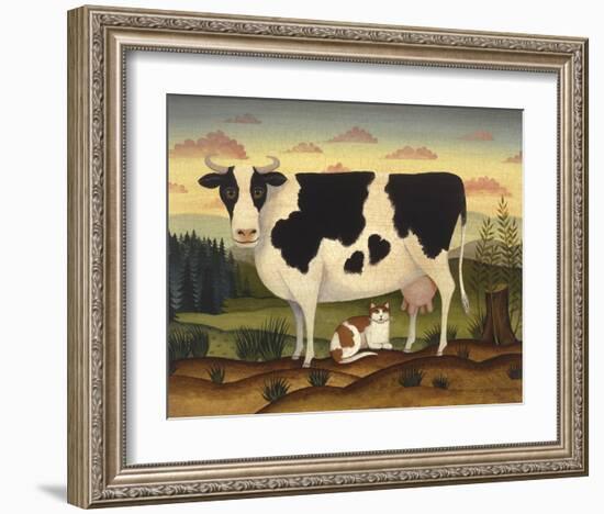 Cow and Cat-Diane Ulmer Pedersen-Framed Art Print