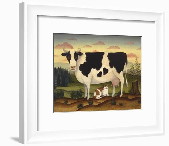 Cow and Cat-Diane Ulmer Pedersen-Framed Art Print